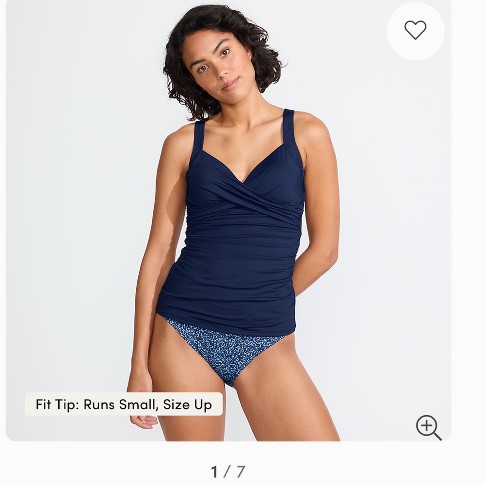 Lands' End Women's V-neck underwire Tankini Swim Top in Navy Blue - Picture 14 of 15